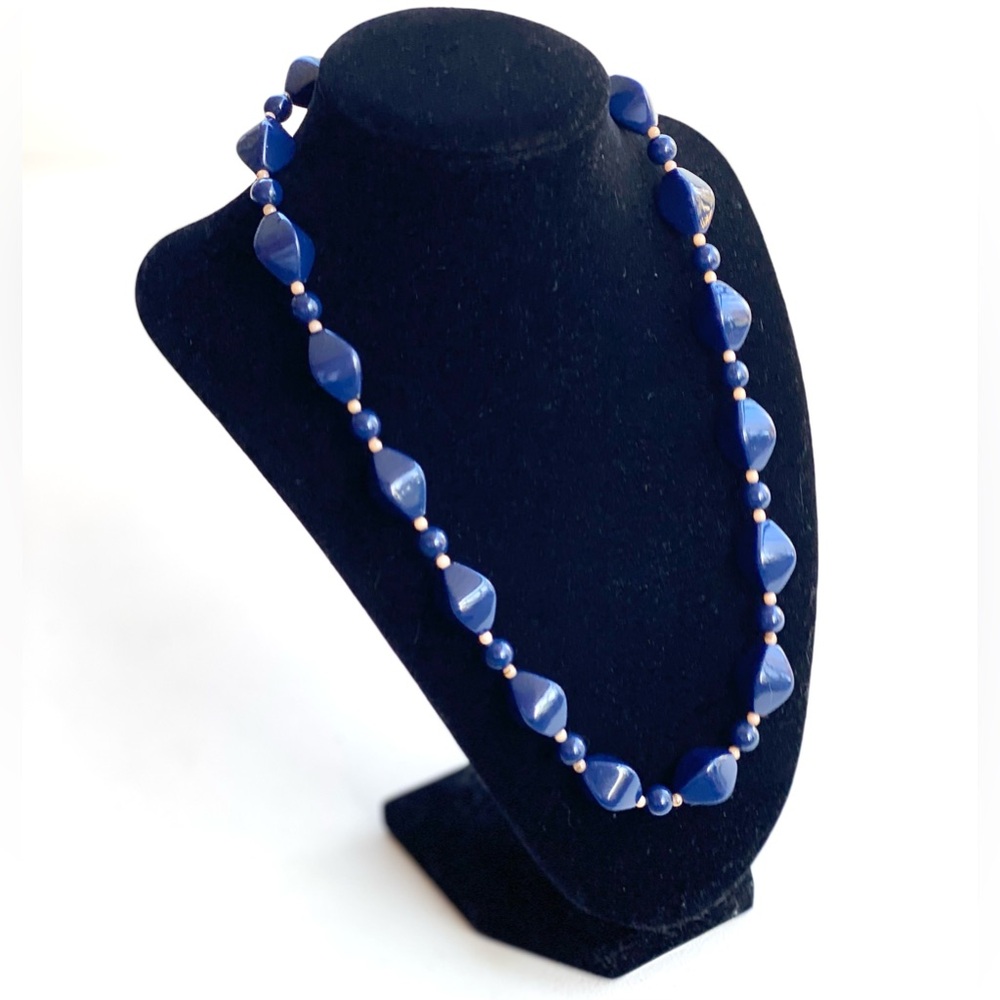 🧡 Navy Blue Vintage Beaded Necklace